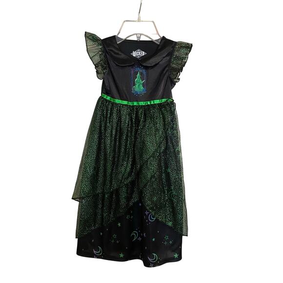 Wicked's Elphaba Toddler Girls 3T Black Green Tulle Fantasy Night Gown - Picture 2 of 10